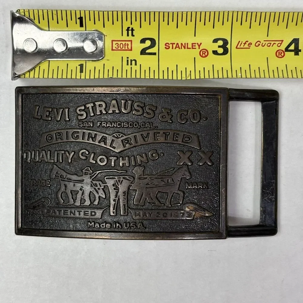 Vintage Belt Buckle Levi Strauss & Co Original Riveted Clothing Brass‎ Tone USA